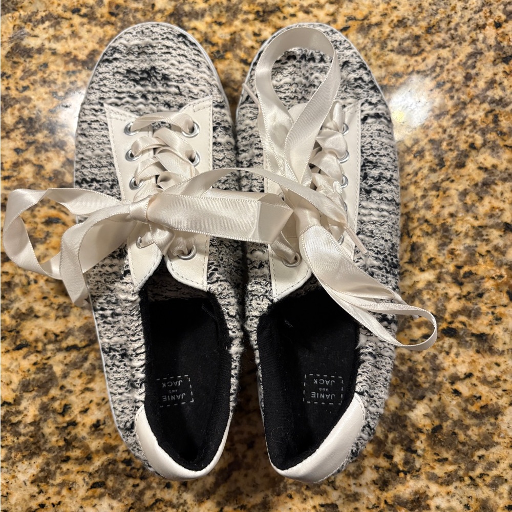 Janie and Jack Black and White Kids Sneakers
